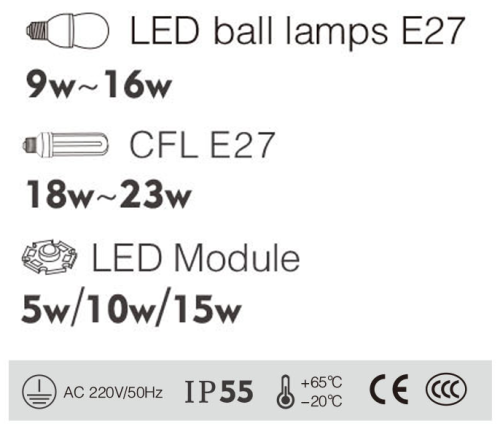 American loft style | Wall light WD-B327 | LED | CFL E27 | High-quality aluminum | Tempered glass