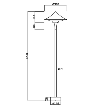 Aluminum Garden Lamp WD-C501 | Conical Lamp Head | Stainless steel Body | Frosted acrylic | IP55