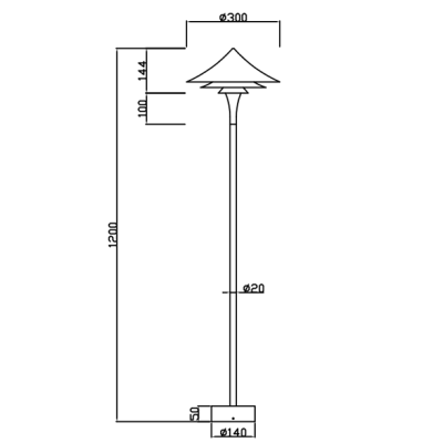 Aluminum Garden Lamp WD-C501 | Conical Lamp Head | Stainless steel Body | Frosted acrylic | IP55