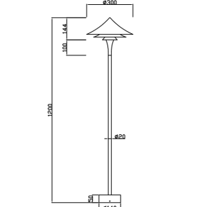 Aluminum Garden Lamp WD-C501 | Conical Lamp Head | Stainless steel Body | Frosted acrylic | IP55