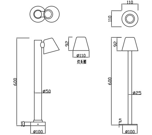 Aluminum Garden Lamp | Landscape Light WD-C303 | IP56 | Thick tempered glass | Adjustable lamp head