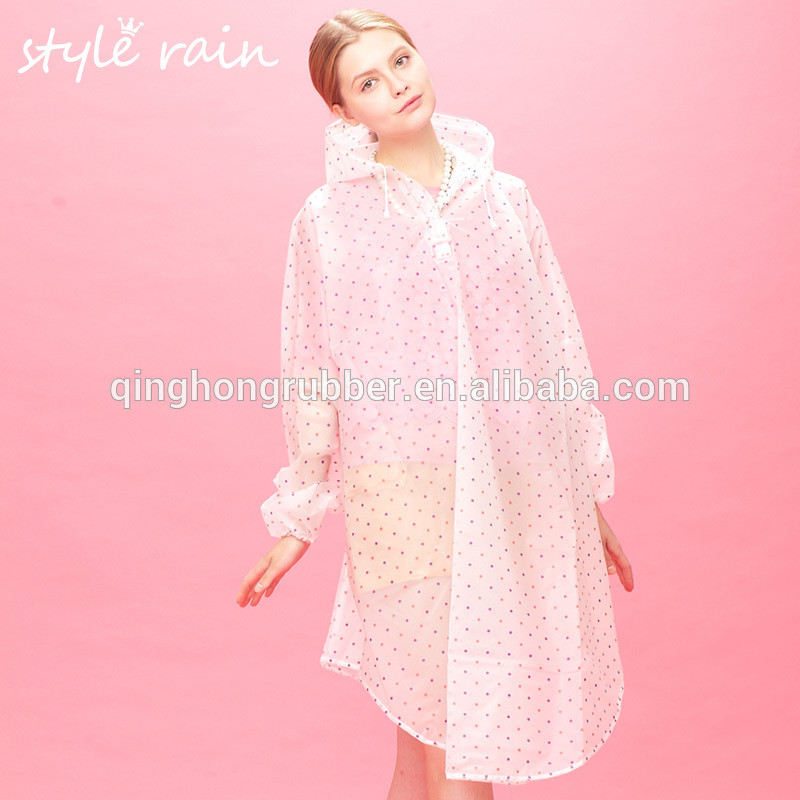 2014 Fashion dot print rain coat