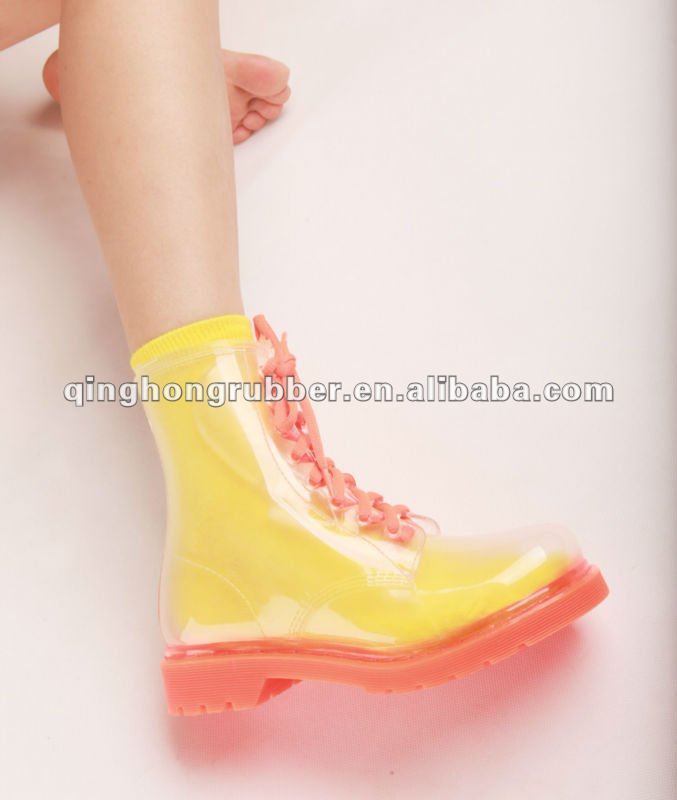 lady pvc transparent jelly ankle rain boots,