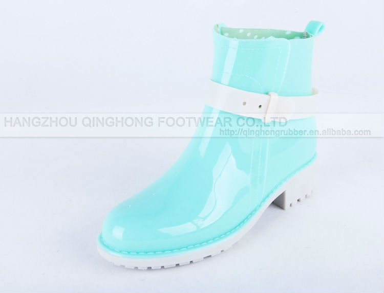 non-slip women ankle rain boot with adjustable belt