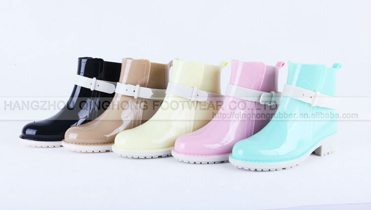 women PVC plastic transparent clear rain boots