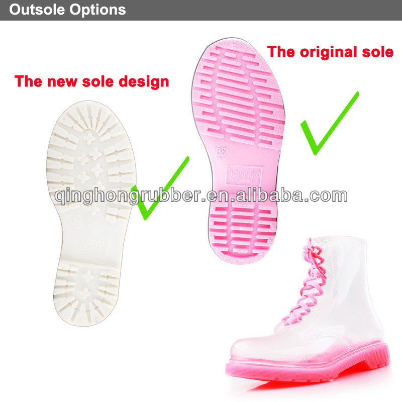 Korean Style Crystal Transparent Rain Boots/Flat martin rain boots, rain shoes