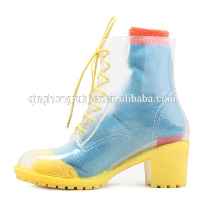 hot sale high heel pvc rain boots for woman