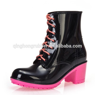 High heel pvc jelly rain boots for woman