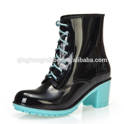 cheap and beautiful high heel pvc jelly rain boots