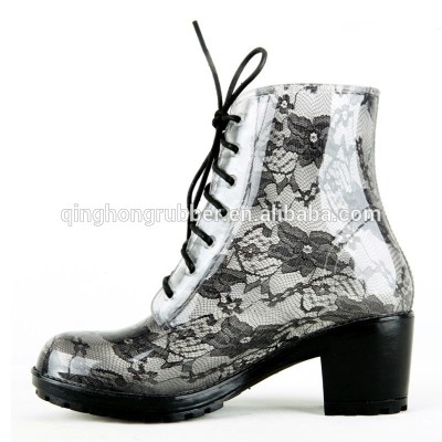 hotsale lace woman pvc rain boots