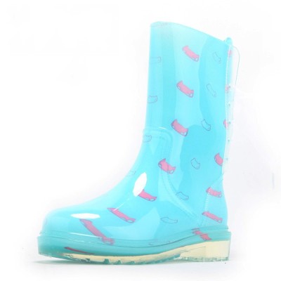 pretty lace up woman pvc rain boots in stock