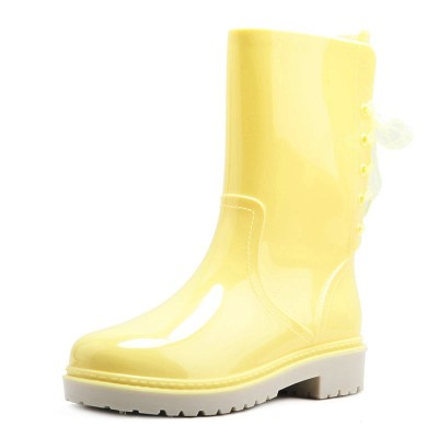 jelly lace up rain boots pvc boots in stock