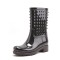 rock black woman pvc rain boots wholesale