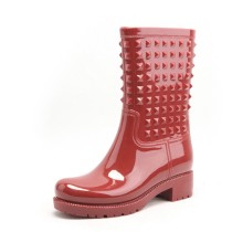 red fashion rock pvc rain boots for woman