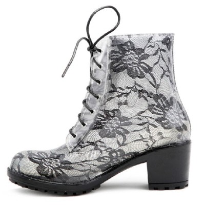 wholesale woman pvc rain boots with lace pattern
