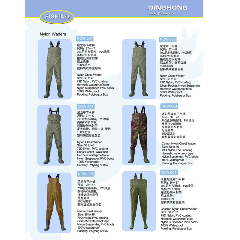 70D Nylon Fishing Wader, Men Chest Wader, Waterproof Wader Suit