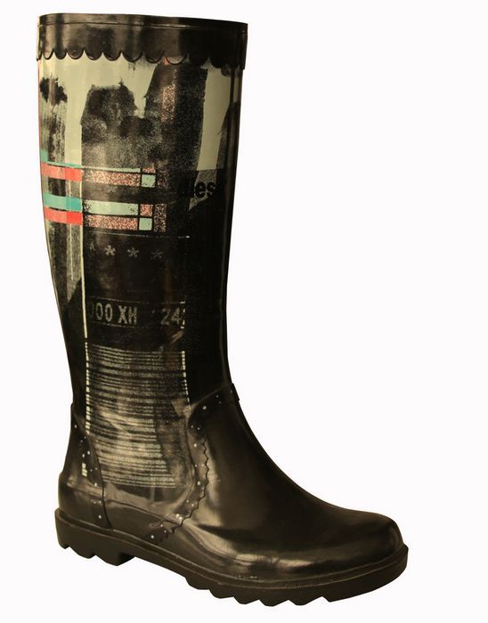 Manufacturer Knee High Women Rain Boots Low Heels Wellington Rubber Boots Wholesale