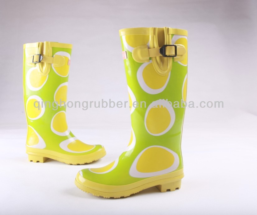 women fashion mature rubber rain boots with buckle