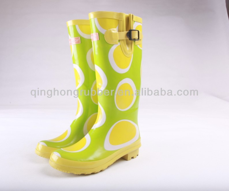 women fashion mature rubber rain boots with buckle