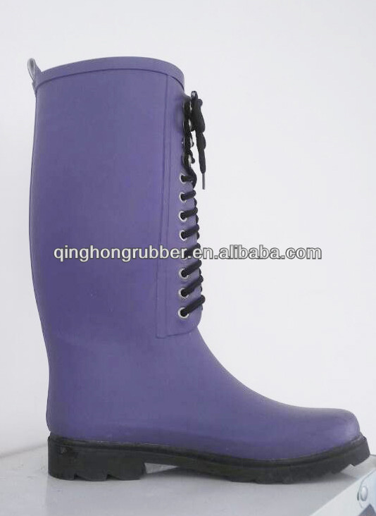 laced women rubber rain boots