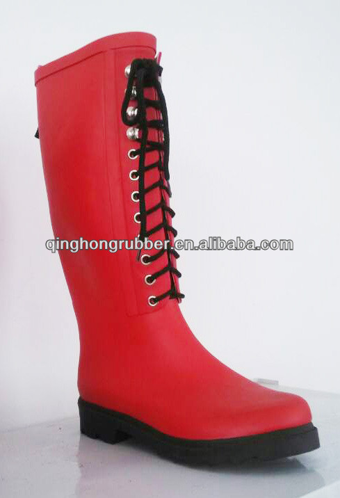 boots with laces, lace-up rubber rain boot