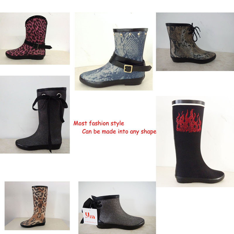 China Factory Women Fabric Rubber Boots