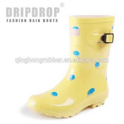 Fashion pvc transparent high heel rubber boots
