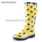 latest fashion rubber rain boots rubber boots with yellow dog print