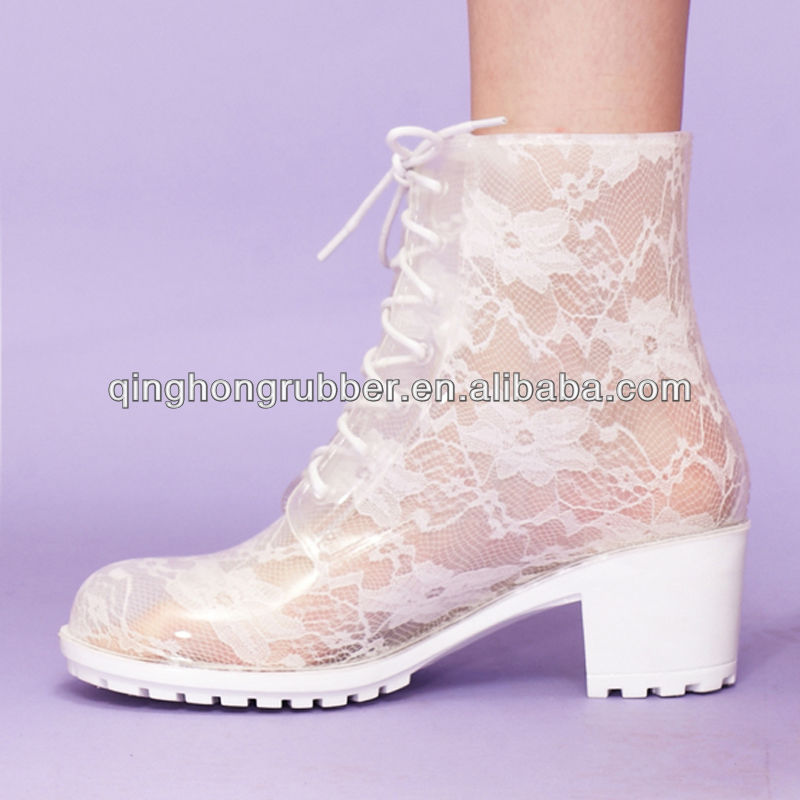 PVC lace rain clear boots