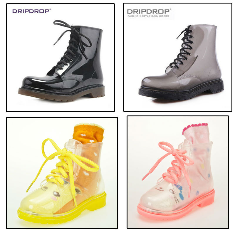 2015 New Stylish Rain Boots, DripDrop Rain Boots, Blue Lace Rain Boots