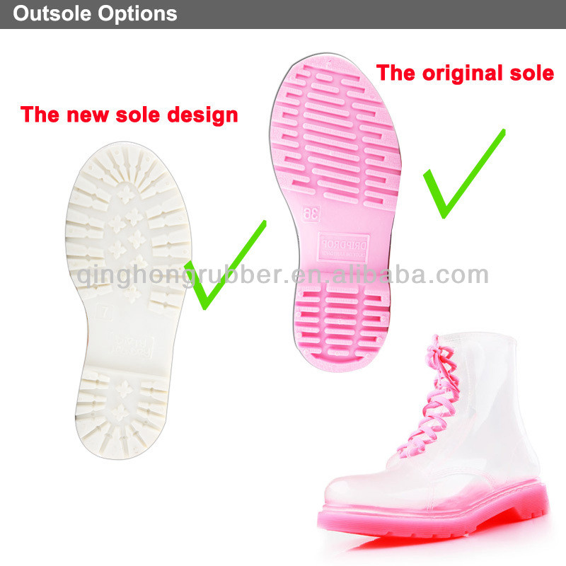 2014 fashion pvc injection transparent rain boots manufacturer