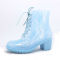 PVC Rain Boots, Jelly Women Blue Lace Rain Boots, Latest Rain Boots for Girls