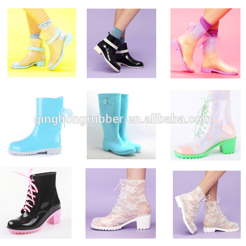 latest fashion design ladies rain boots 2015
