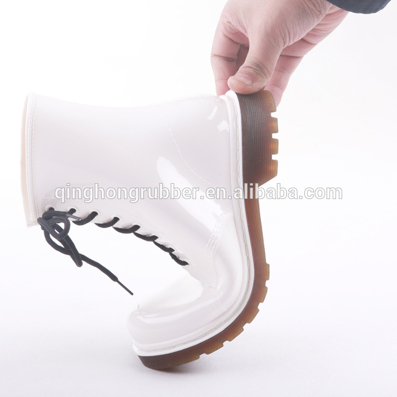 Fashion Ladie's lace up jelly cool men's rain boots