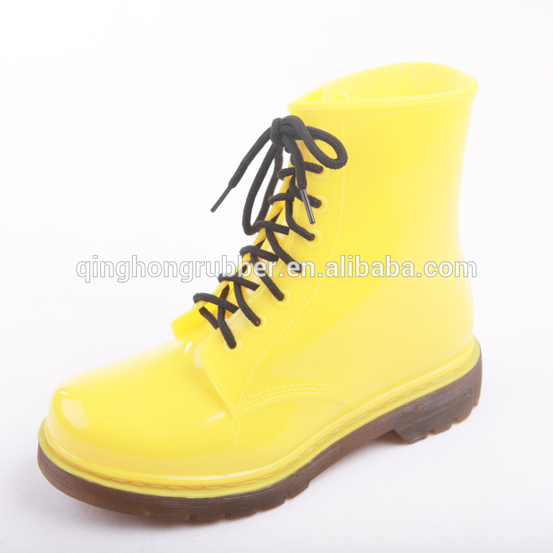 Fashion Ladie's lace up jelly cool men's rain boots