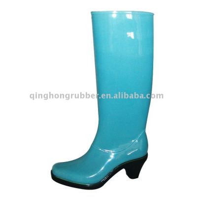 high heel PVC lady rain boots