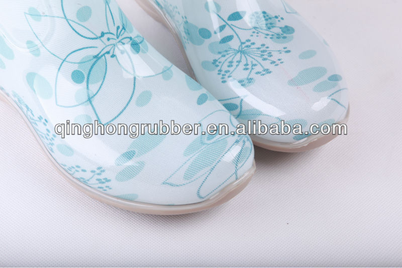 Cute polka dots pvc transparent rain boot/platform women boots shoes