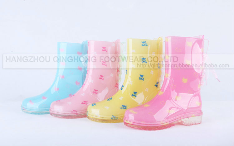 women PVC plastic transparent clear rain boots