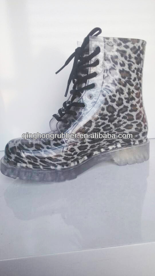 high heel or flat leopard print rain shoes
