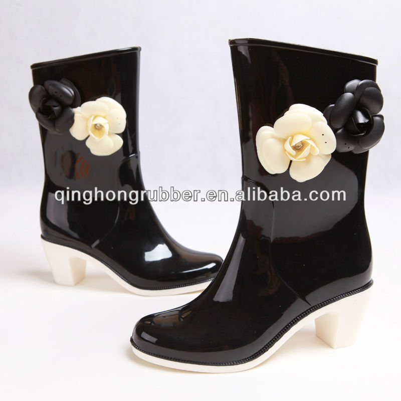 women shoe/rain boots heel/ wellington rain boots
