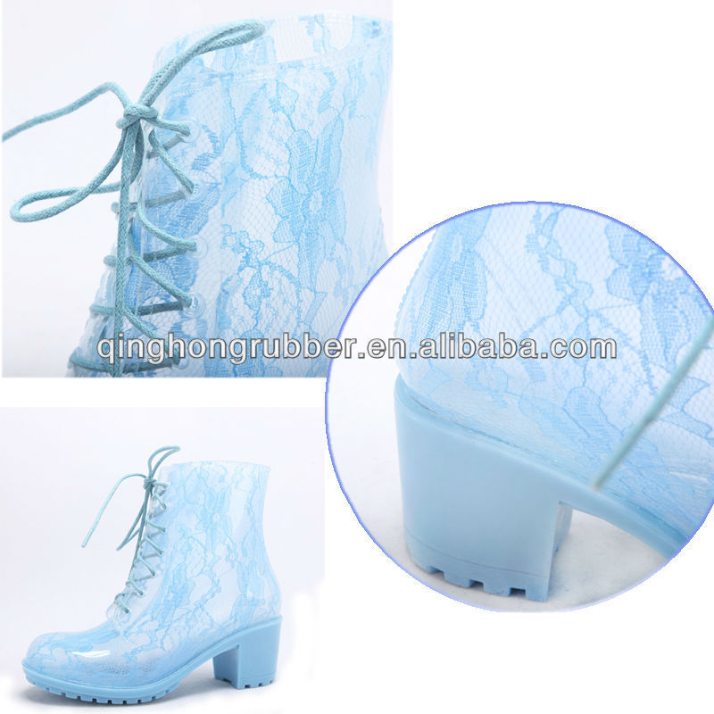 Qinghong rain boots brand/laced women rain boots
