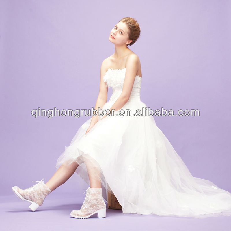 2014 Fashion Transparent Lace wedding boots