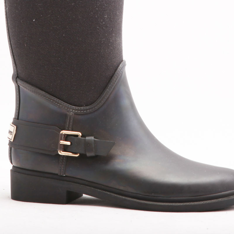 Long black rain boots with zipper