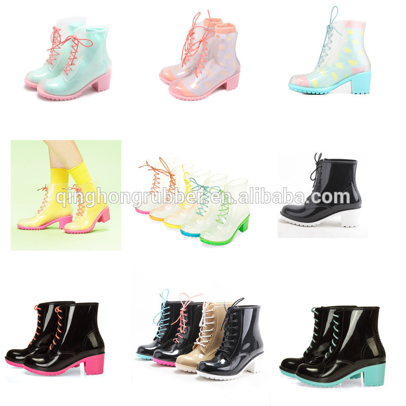 latest spring design PVC ladies fashion rain boots 2015