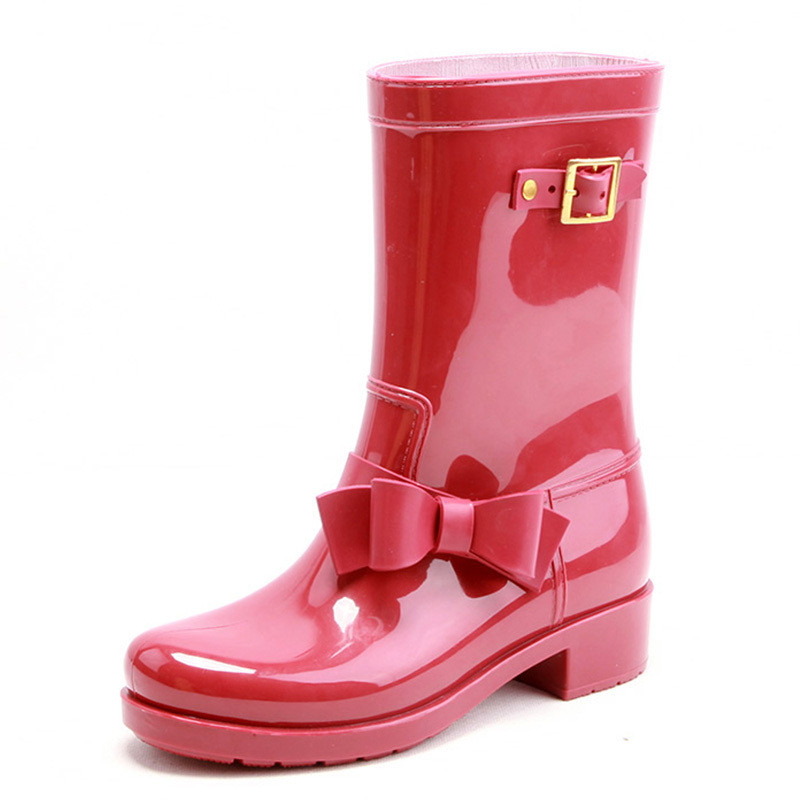 Wellington Rain Boots, PVC Jelly Boots with Bowknot, Colorful Hunting Boots New Styles