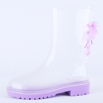 China Factory PVC Clear Jelly Wellies Rain Boots