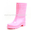 Factory wholesale fashion colorful pvc rivet lady rain boot