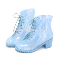 Fashion pvc transparent high heel fur boots
