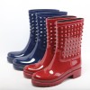 2015 latest design fashion PVC rain boots cheap wholesale stock ladies rain boots