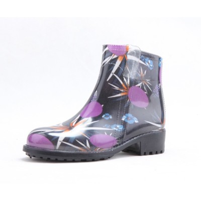 2015 fashion print design short rain boots sexy women summer rain boots
